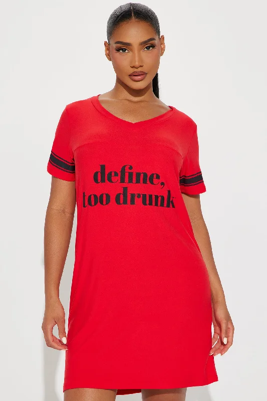 Define Too Drunk PJ Sleep Shirt - Red