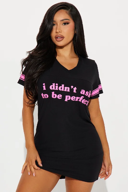 I Didn't Ask To Be Perfect PJ Sleep Shirt - Black/Pink