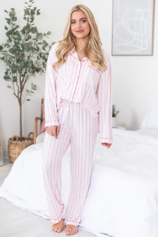 Makes A Difference Pink Stripe Bamboo Pajama Set