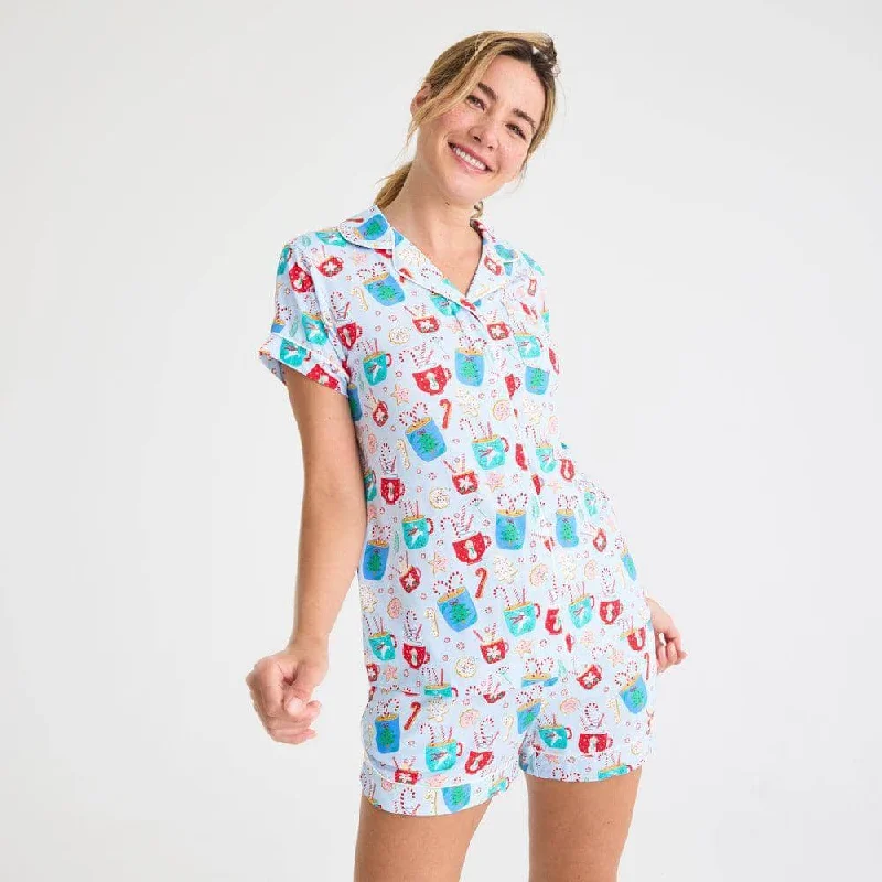 women's wake me up before you cocoa modal magnetic classic with a twist short sleeve pajama set