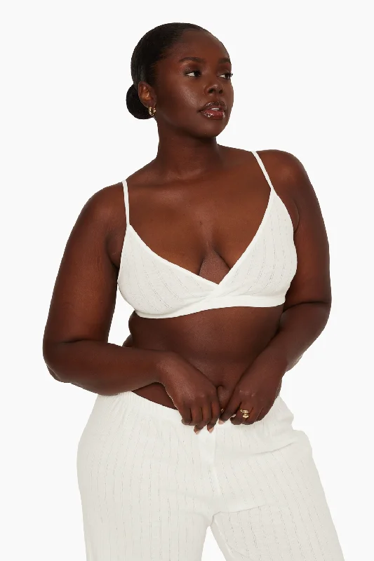 POINTELLE TRIANGLE BRALETTE - VANILLA