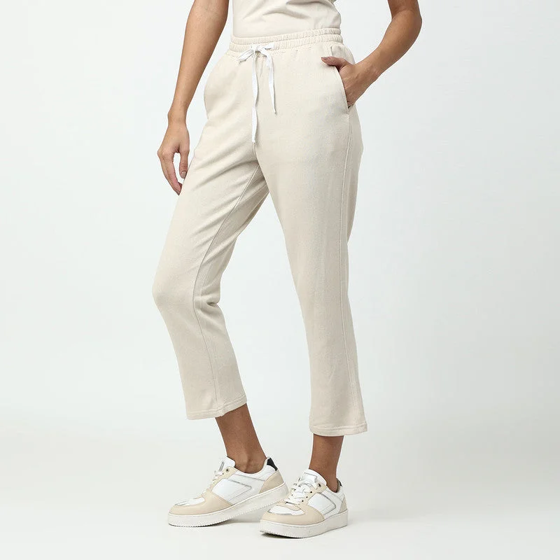 Organic Cotton Women Jogger Pants | Straight Fit | Off-White