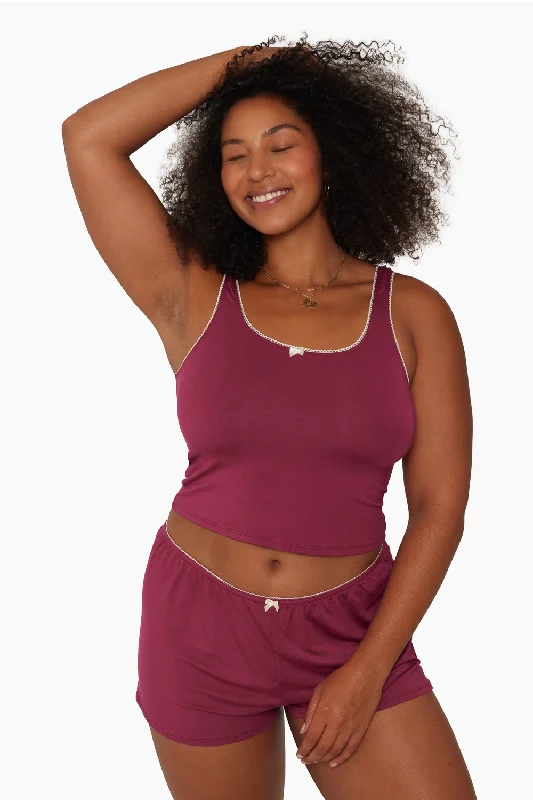 SLEEP JERSEY BOW SLEEP TANK - ORCHID