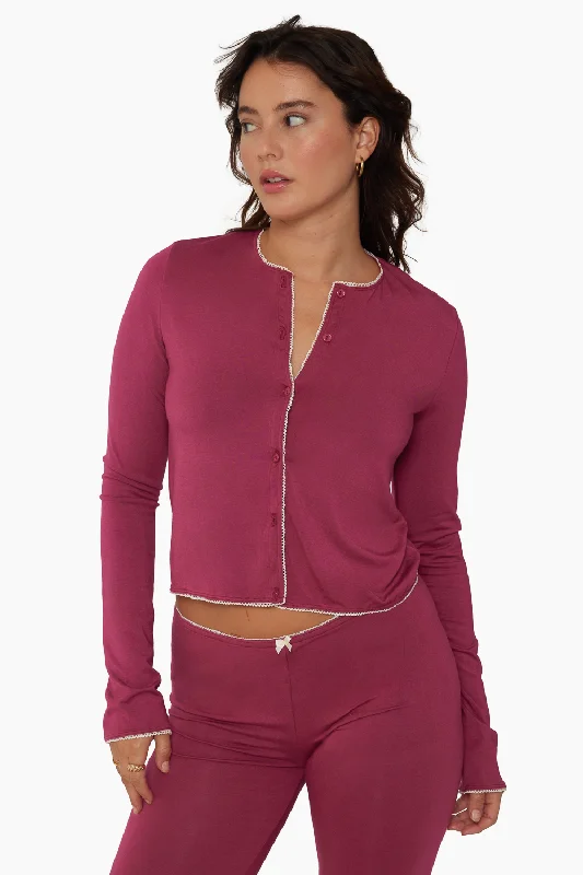 SLEEP JERSEY SLEEP CARDIGAN - ORCHID