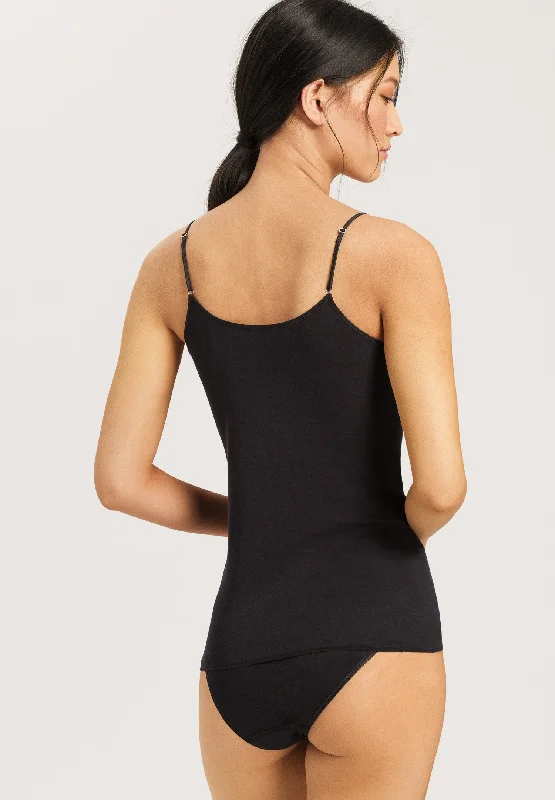 Cotton Seamless Spaghetti Camisole | Black 71600-019