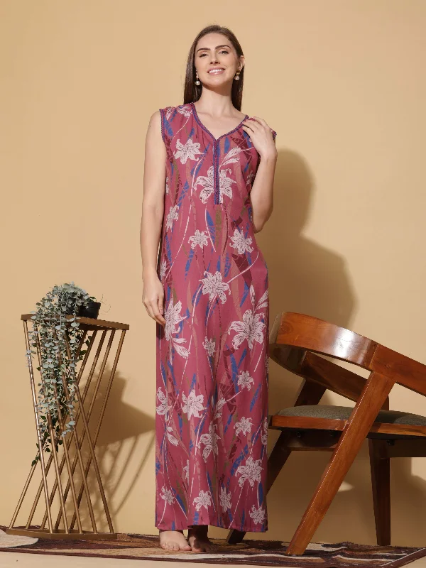 Dreamy Pink Alpine Sleeveless Nighty - Chic & Versatile