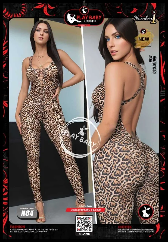 Full Body Sleeveless Snake Leopard Animal Print Bodycon Jumpsuits For Women