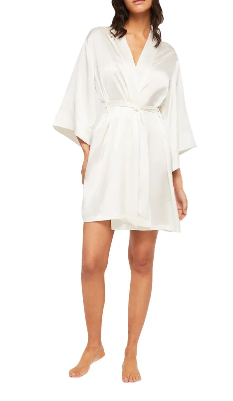 Ginia 100% Silk Robe in Ivory GFF602 SALE