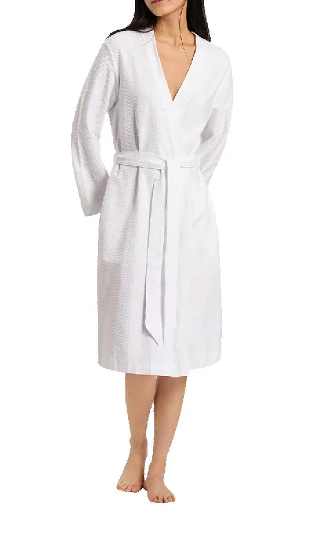 Hanro 100% Cotton Robe with Long Sleeve in White 7303