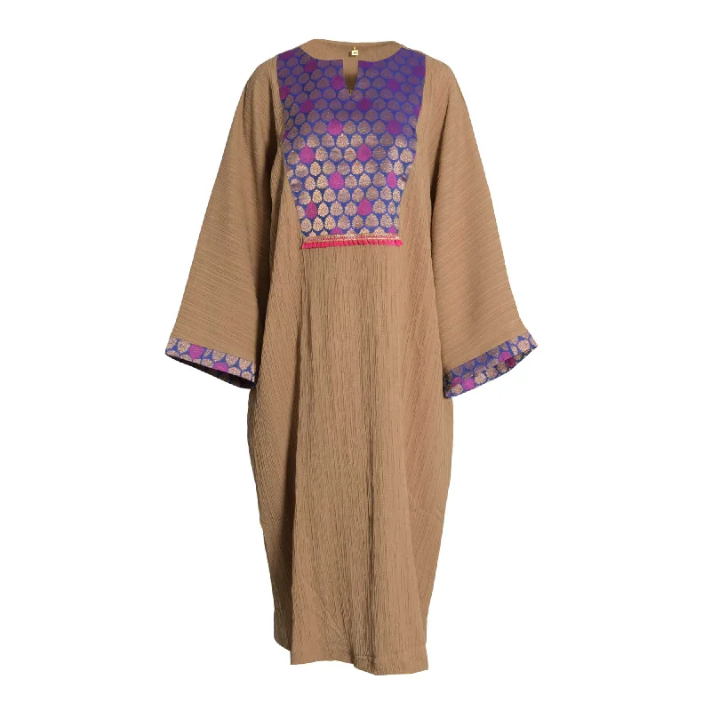 Fahm Women's Brown & Printed Dress, Free Size