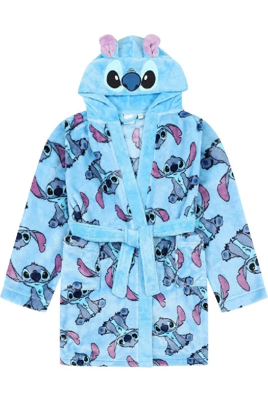 Ladies Lilo and Stitch Blue Fleece Dressing Gown