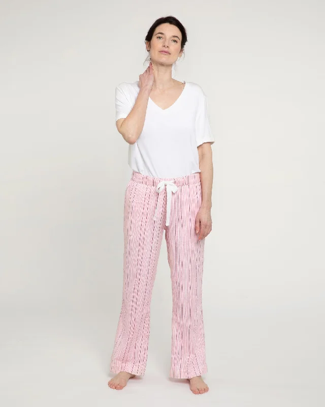 Pencil Stripe print organic cotton pyjama bottoms, pink