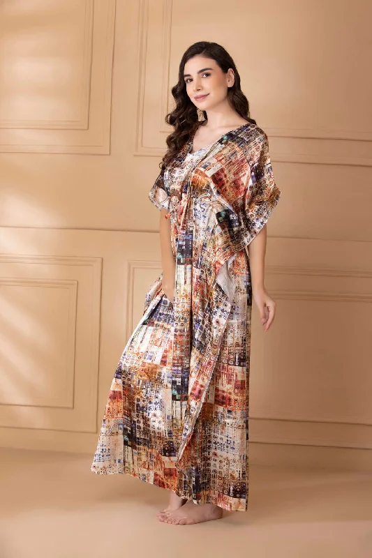 Printed Satin Kaftan