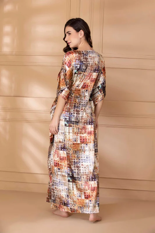 Printed Satin Kaftan