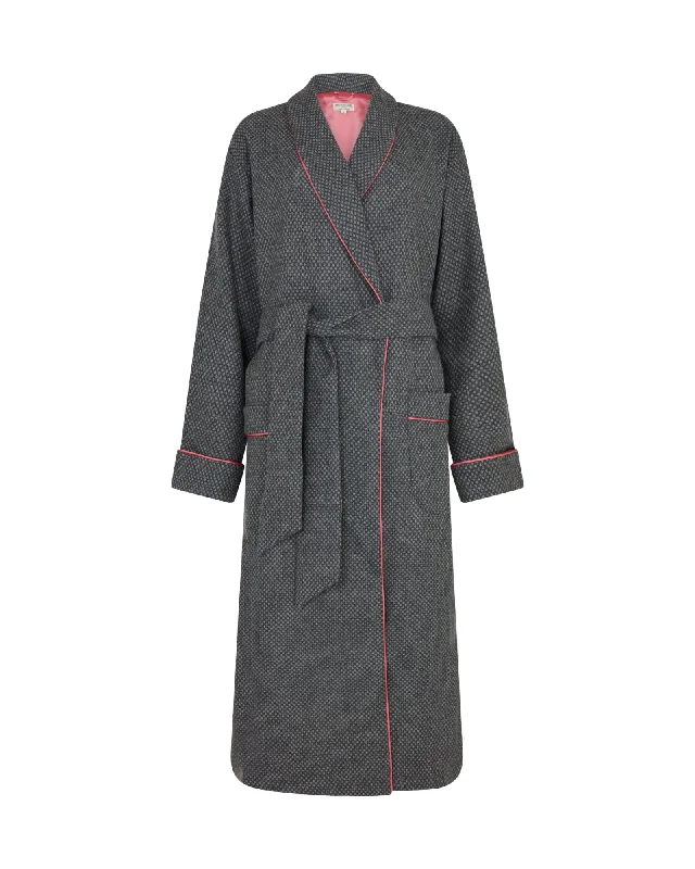 Women's Silk-Lined Wool Robe - Birdseye