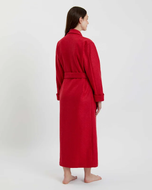 Women's Silk-Lined Wool Robe - Scarlet