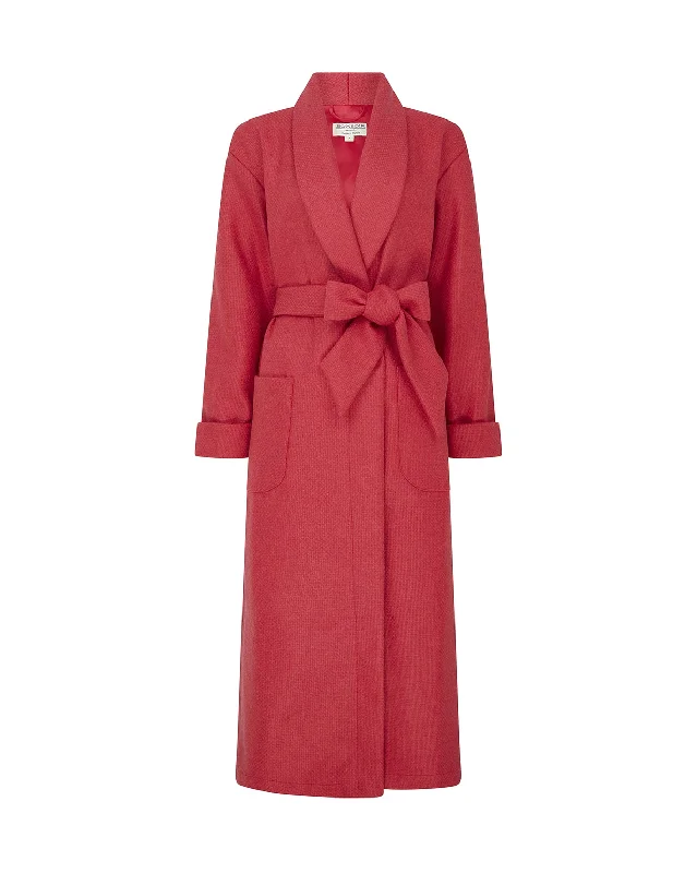 Women's Silk-Lined Wool Robe - Scarlet