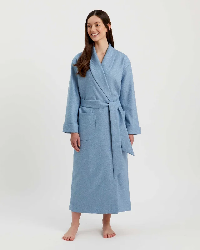 Women's Silk-Lined Wool Robe - Sky