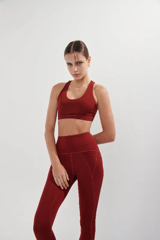 AirRise Criss Cross Back Sports Bra - Wine Red