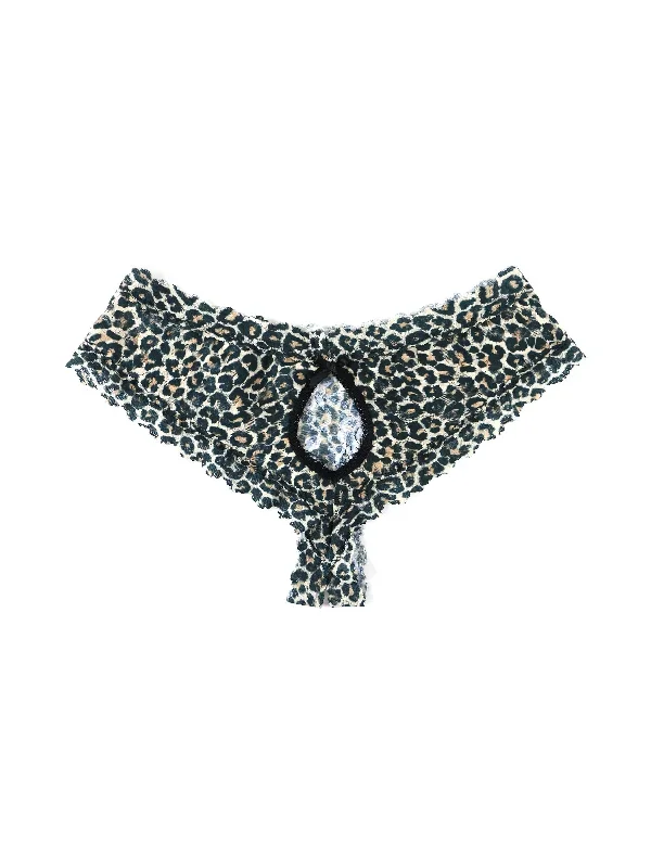 Signature Lace Crotchless Cheeky Hipster Classic Leopard