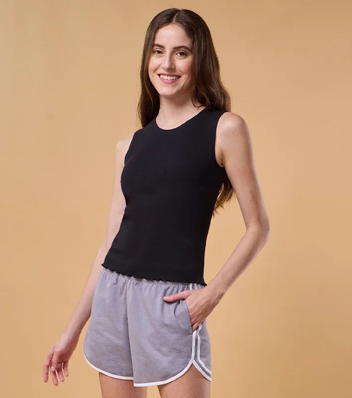 Enamor E310 Crop Top - Cotton Rib In-Built Shelf Bra Crop Top for Comfortable and Stylish Support