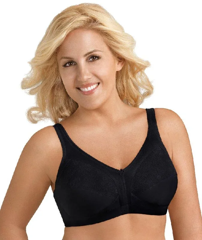 Exquisite Form Fully Side Shaping Wire-Free Bra With Floral - Black