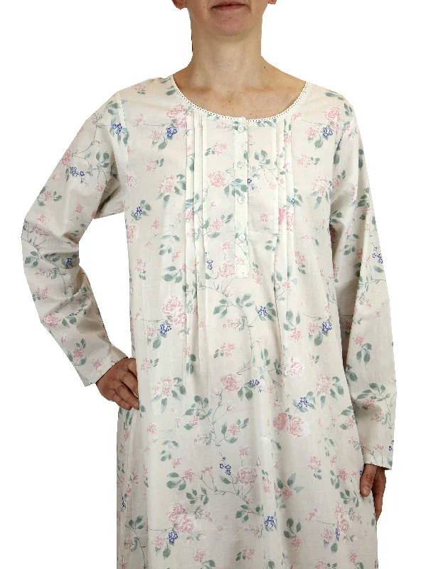 French Country - 3/4 Sleeve Cotton Nightie Rose Trellis