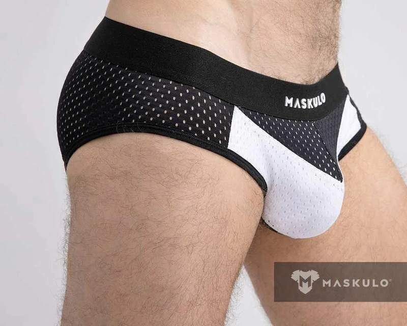 Mesh Briefs Classic MASKULO Breathable 2 Layer Pouch Brief White BR073-80 24