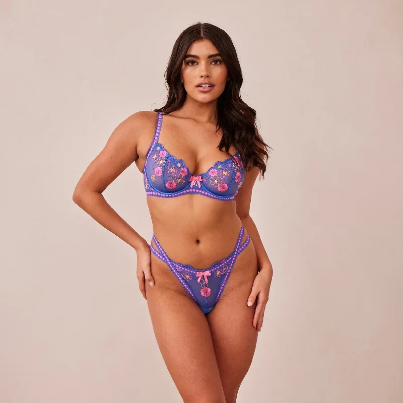 Neon Balcony Bra - Blue