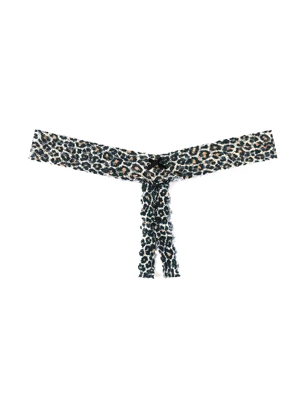 Plus Size Signature Lace Crotchless Thong Classic Leopard