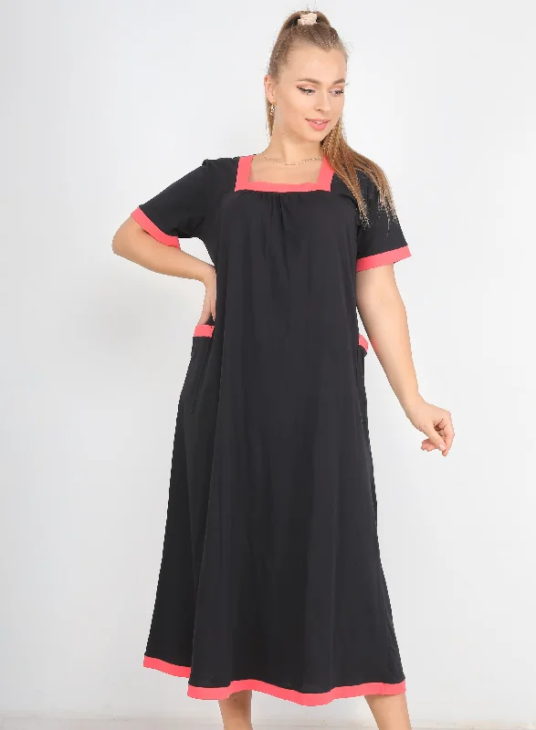 Short Sleeve 2 Tone Plain Nightdress