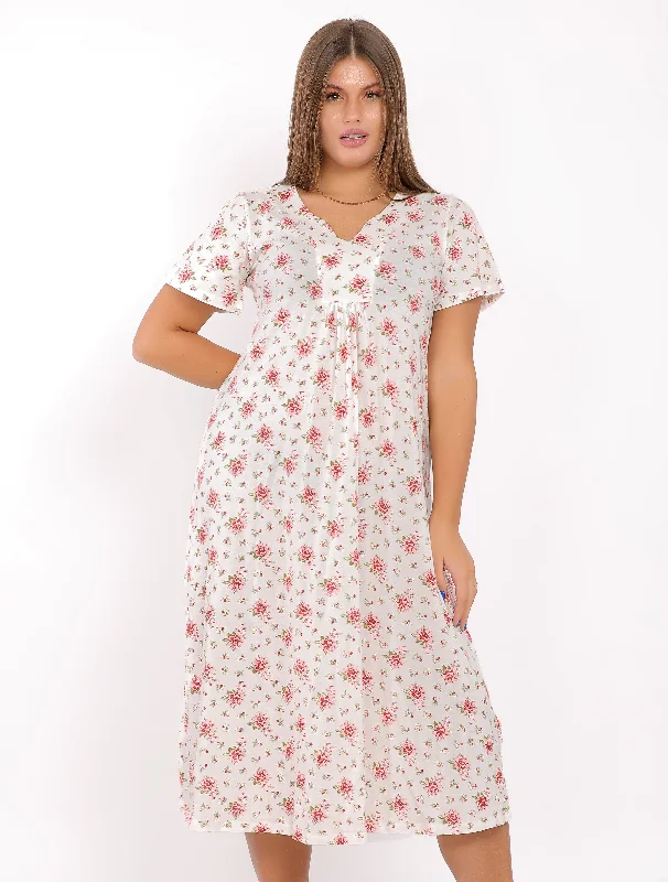 Short Sleeve all over Flower Print Nightdress