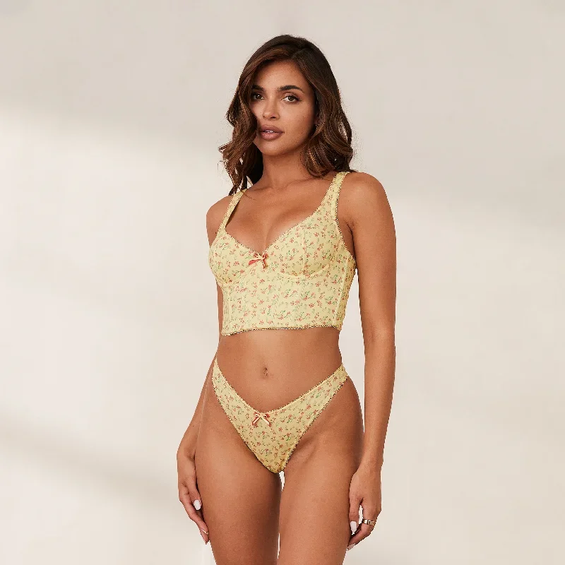 Sweet Longline Bra  - Lemon Floral